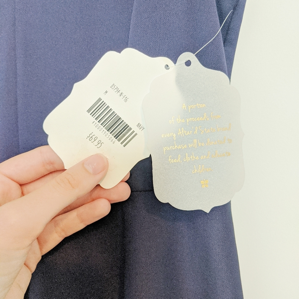 Altar'd State Navy black lace flair dress medium - Picture 3 of 7